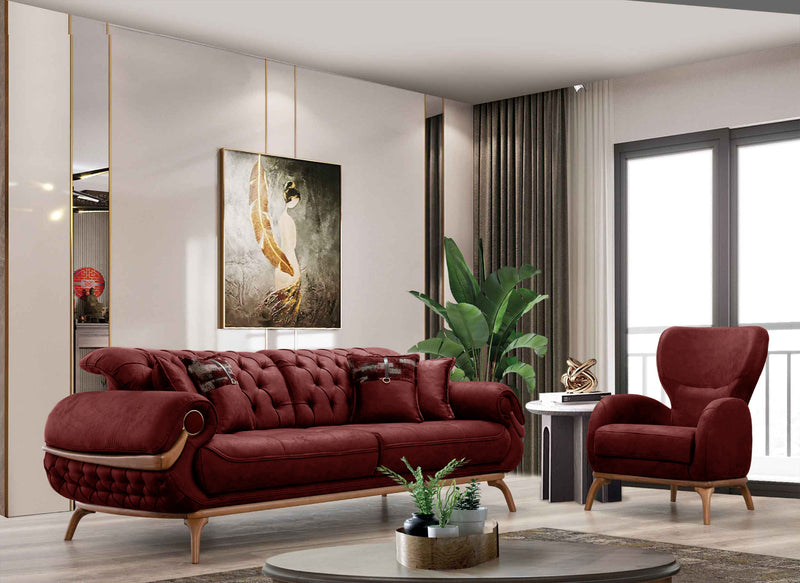 Boston Sofa & Loveseat - Burgundy