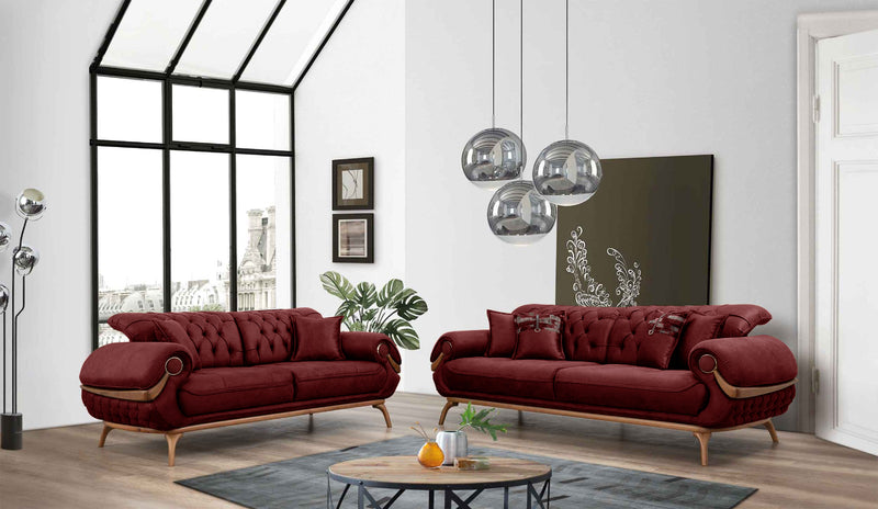 Boston Sofa & Loveseat - Burgundy