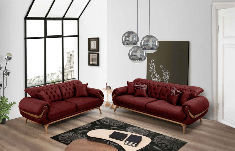 Boston Sofa & Loveseat - Burgundy