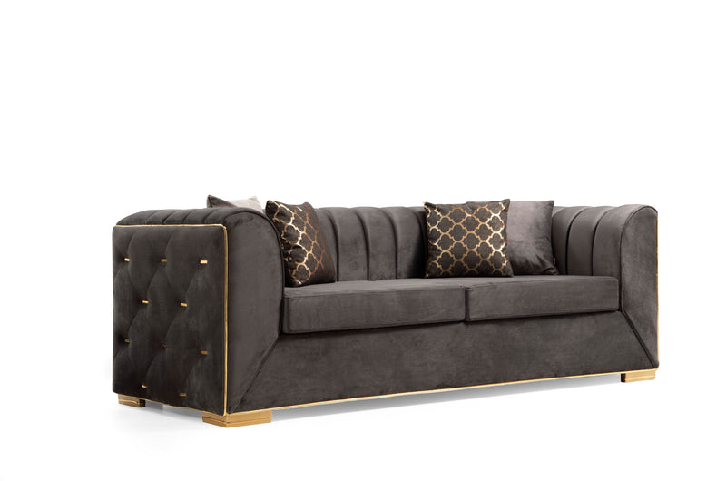 Armony Sofa & Loveseat - Velvet Upholstery - Gold