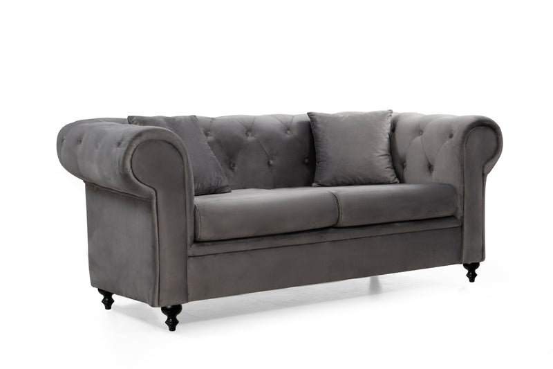 Icarus Sofa & Loveseat - Velvet Upholstery - Brown