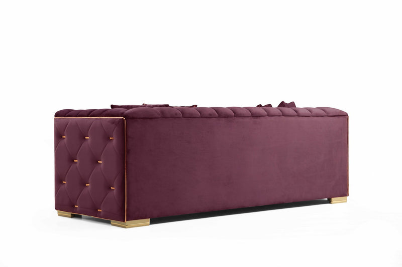 Armony Sofa & Loveseat - Velvet Upholstery - Fushia