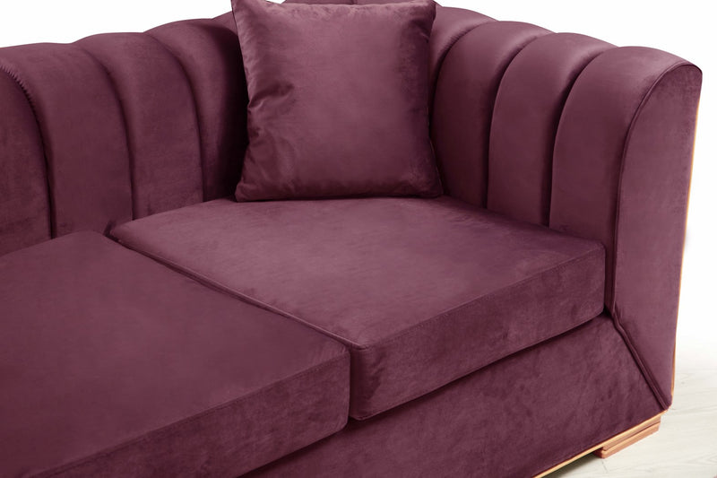 Armony Sofa & Loveseat - Velvet Upholstery - Fushia