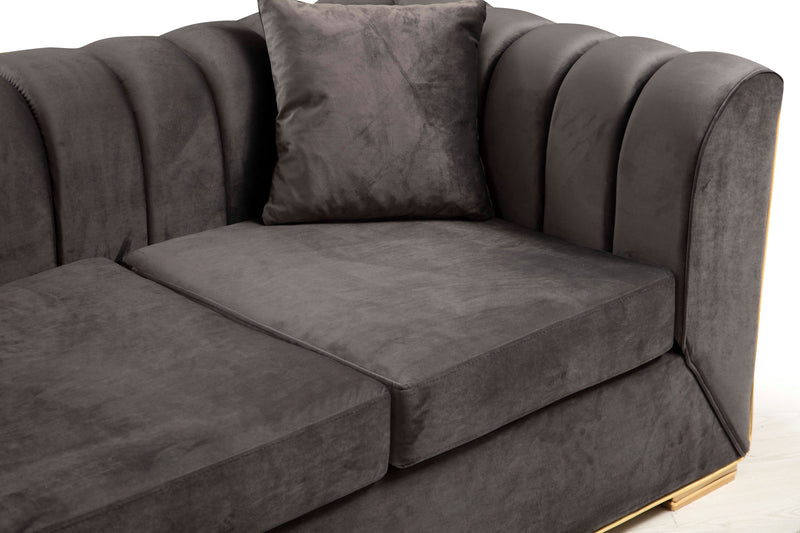 Armony Sofa & Loveseat - Velvet Upholstery - Black