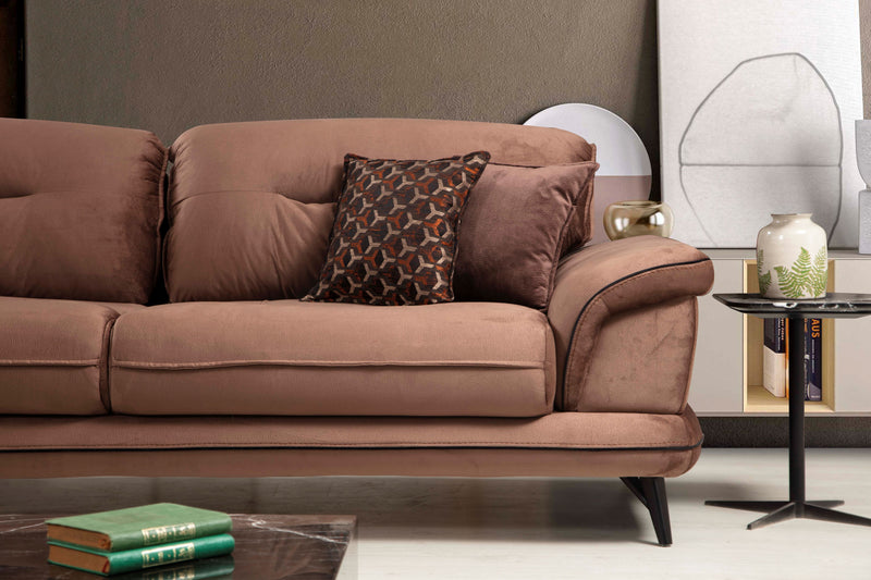 Violet-Pad Sofa & Loveseat Cappuccino