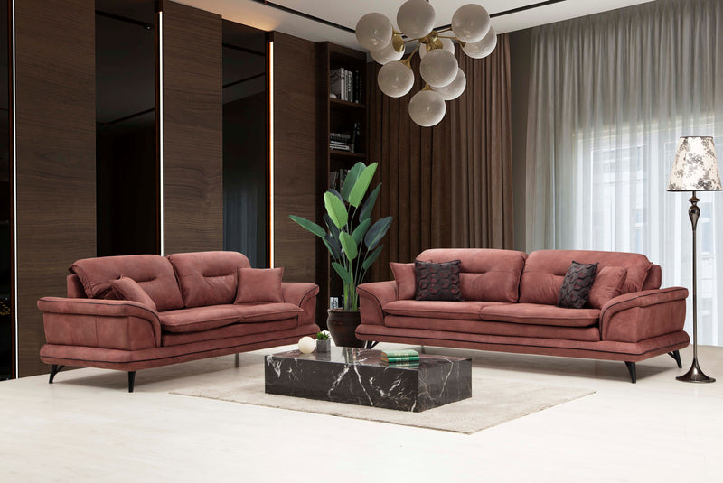 Violet-Pad Sofa & Loveseat Cappuccino