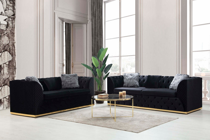 Veranda Sofa & Loveseat - Velvet Upholstery - Anthracite Gray