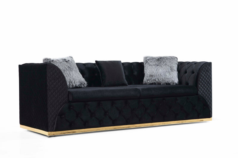 Veranda Sofa & Loveseat - Velvet Upholstery - Black