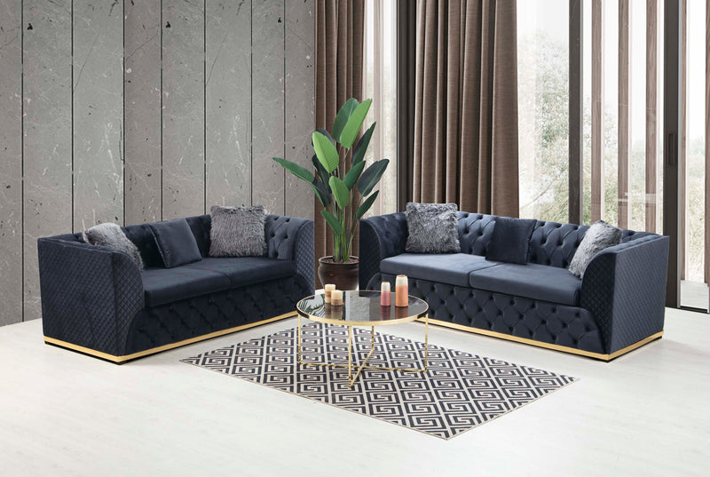 Veranda Sofa & Loveseat - Velvet Upholstery - Anthracite Gray