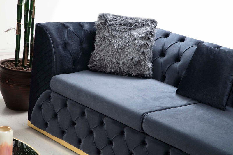 Veranda Sofa & Loveseat - Velvet Upholstery - Anthracite Gray