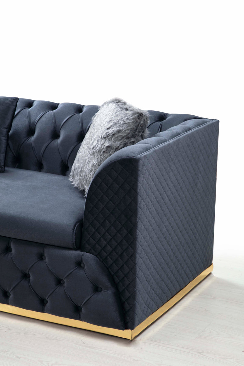 Veranda Sofa & Loveseat - Velvet Upholstery - Anthracite Gray