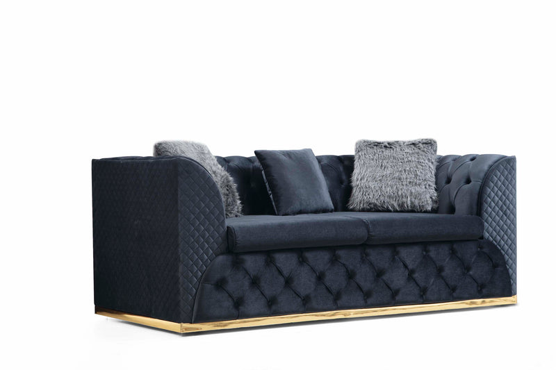 Veranda Sofa & Loveseat - Velvet Upholstery - Black