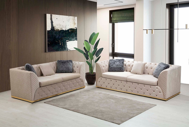 Veranda Sofa & Loveseat - Velvet Upholstery - Anthracite Gray