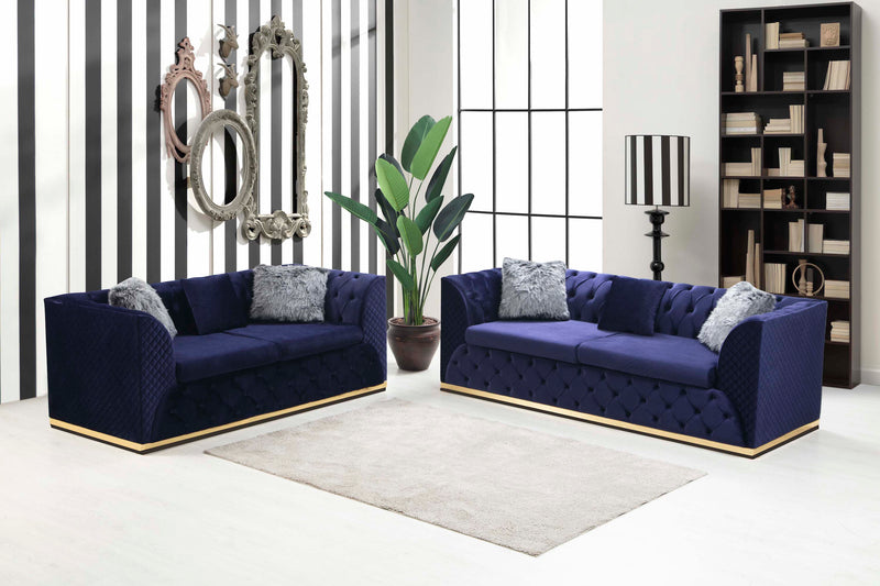 Veranda Sofa & Loveseat - Velvet Upholstery - Black