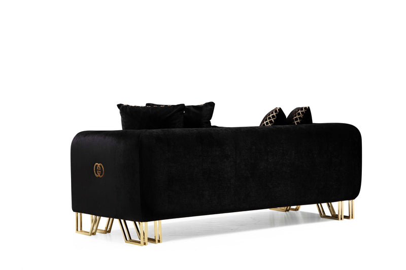 Milano Sofa & Loveseat - Velvet Upholstery - Black