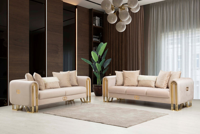 Milano Sofa & Loveseat -  Velvet Upholstery - MOCHA