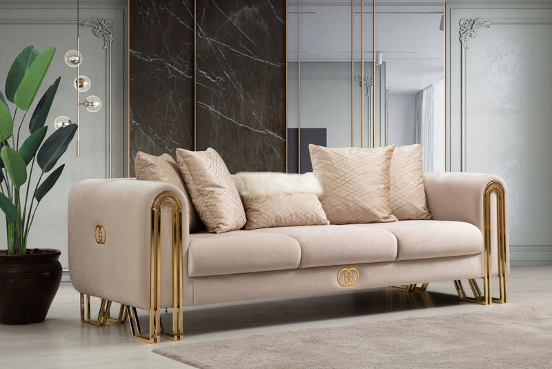 Milano Sofa & Loveseat -  Velvet Upholstery - MOCHA