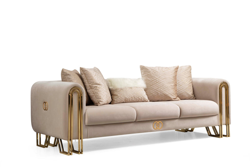 Milano Sofa & Loveseat -  Velvet Upholstery - MOCHA