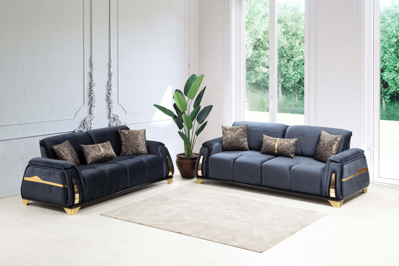 Venice Sofa & Loveseat Set - Babyface Upholstery - Black (OUT OF STOCK, as of 5/8/2024)