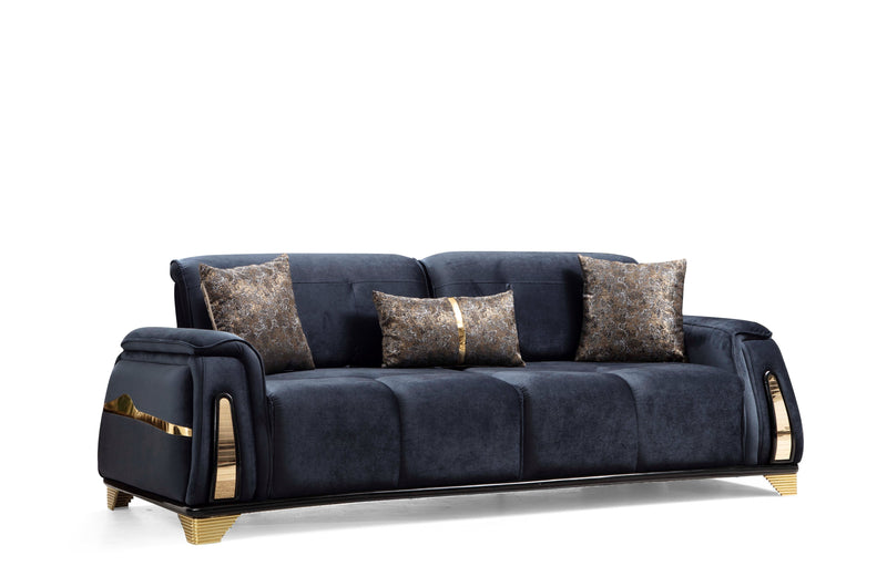 Venice Sofa & Loveseat Set - Babyface Upholstery - Black (OUT OF STOCK, as of 5/8/2024)