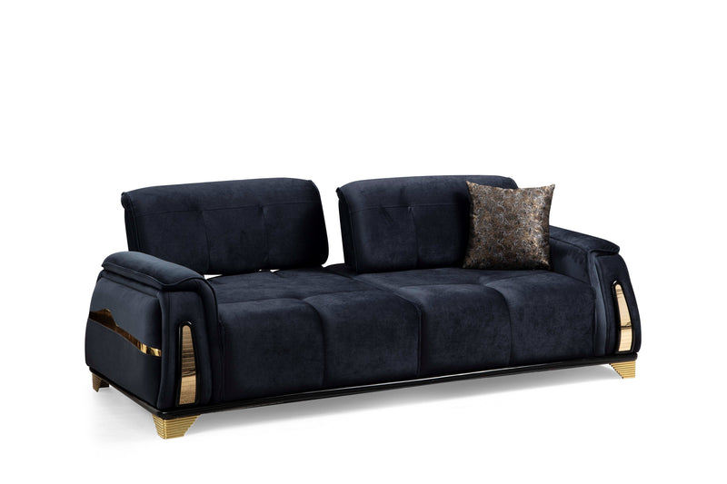 Venice Sofa & Loveseat Set - Babyface Upholstery - Black (OUT OF STOCK, as of 5/8/2024)