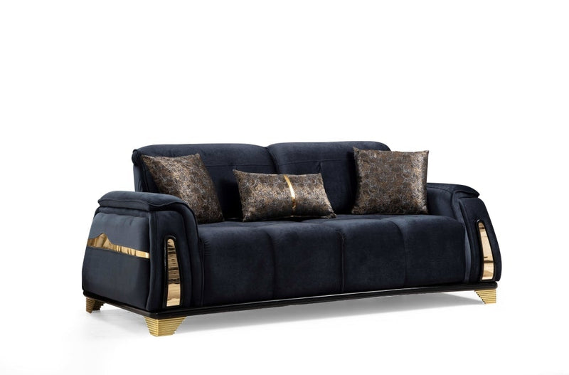 Venice Sofa & Loveseat Set - Babyface Upholstery - Black (OUT OF STOCK, as of 5/8/2024)