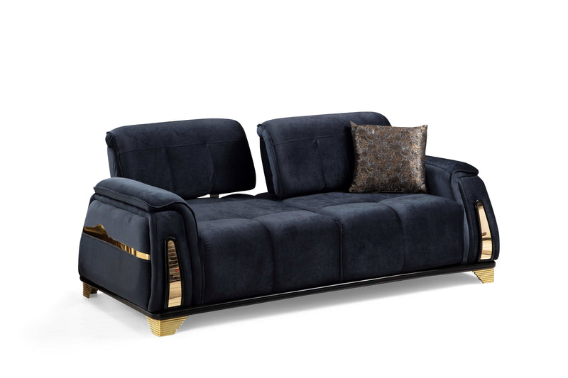 Venice Sofa & Loveseat Set - Babyface Upholstery - Black (OUT OF STOCK, as of 5/8/2024)