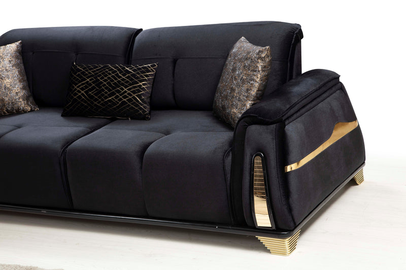 Venice Sofa & Loveseat Set - Babyface Upholstery - Black (OUT OF STOCK, as of 5/8/2024)