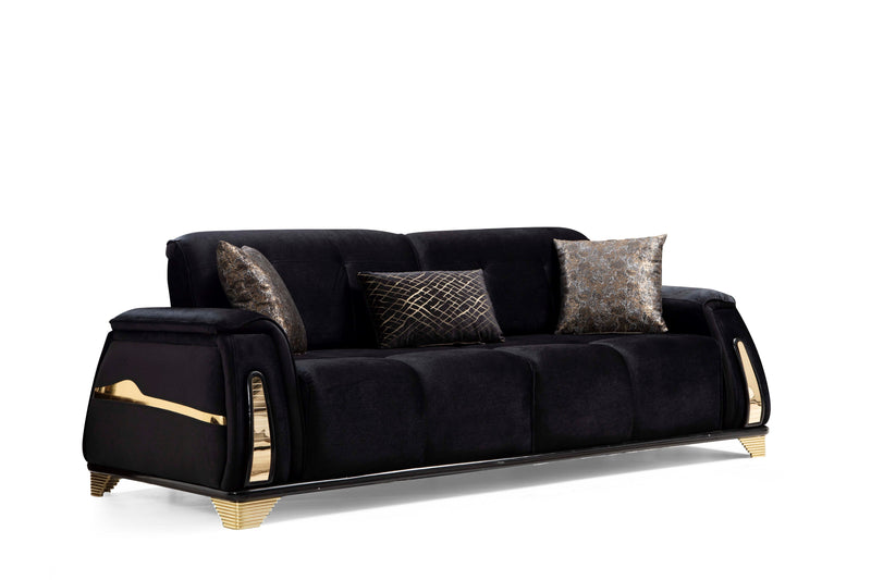 Venice Sofa & Loveseat Set - Babyface Upholstery - Black (OUT OF STOCK, as of 5/8/2024)