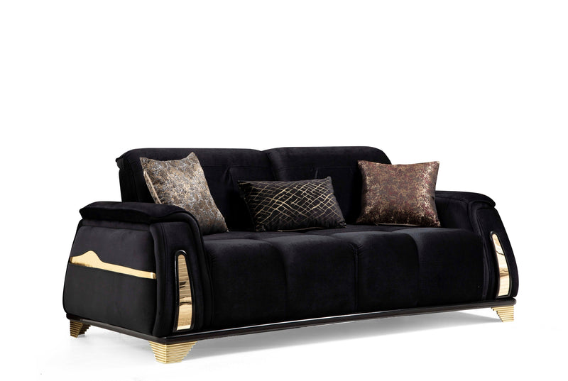 Venice Sofa & Loveseat Set - Babyface Upholstery - Black (OUT OF STOCK, as of 5/8/2024)