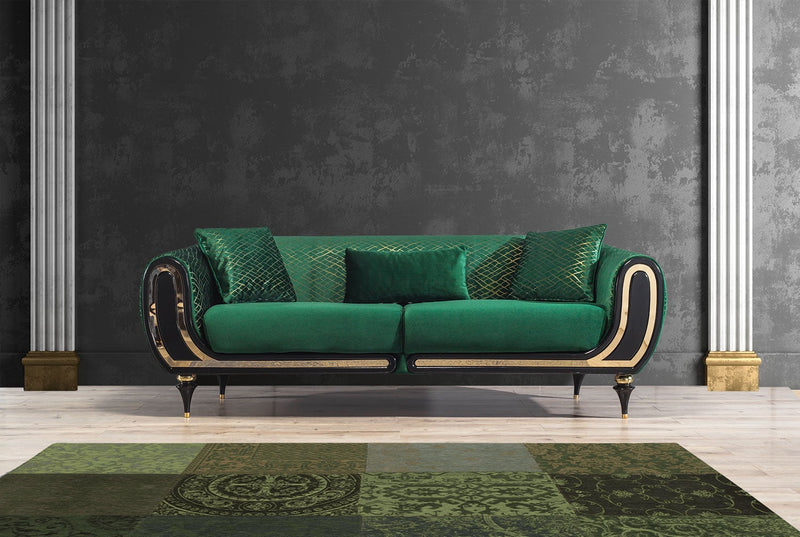 Avalon Sofa & Loveseat - Velvet Upholstery - Black