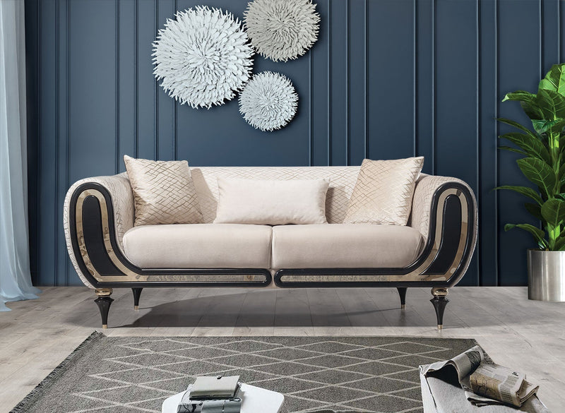 Avalon Sofa & Loveseat - Velvet Upholstery - Navy Blue