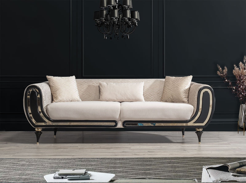 Avalon Sofa & Loveseat - Velvet Upholstery - Black