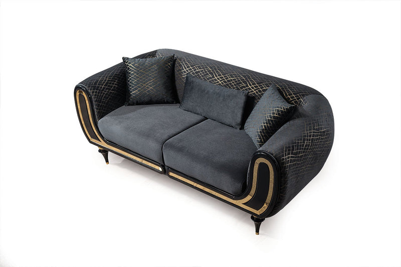 Avalon Sofa & Loveseat - Velvet Upholstery - Navy Blue