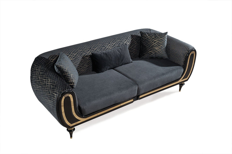 Avalon Sofa & Loveseat - Velvet Upholstery - Navy Blue