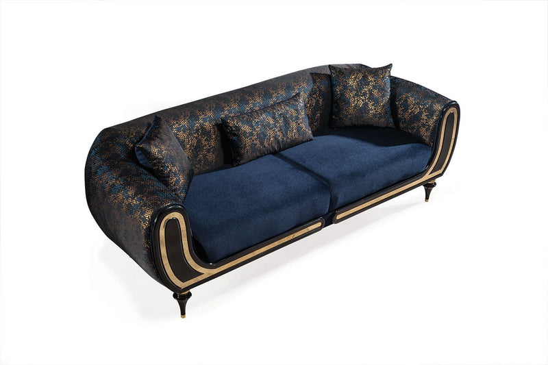 Avalon Sofa & Loveseat - Velvet Upholstery - Black