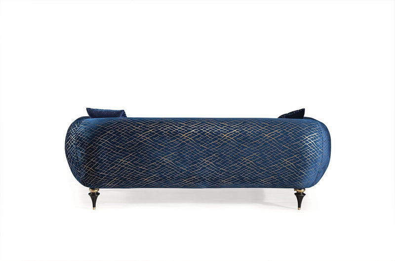 Avalon Sofa & Loveseat - Velvet Upholstery - Navy Blue