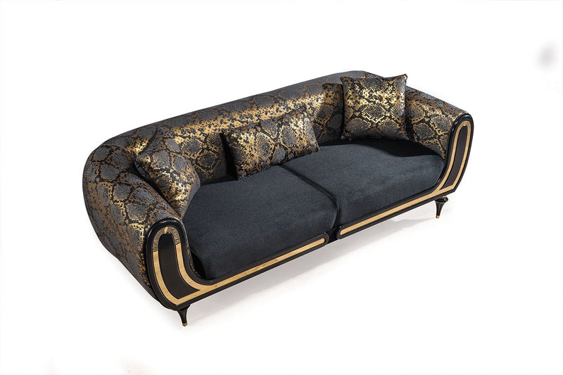 Avalon Sofa & Loveseat - Velvet Upholstery - Navy Blue