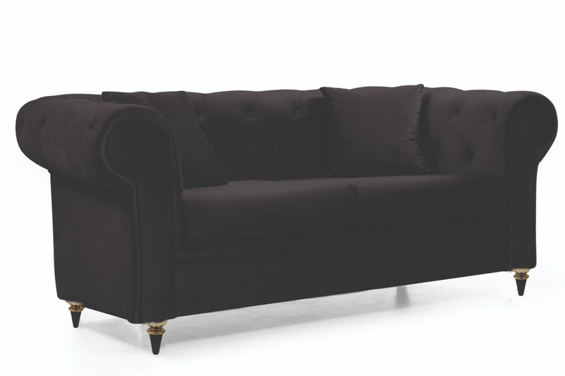 Icarus Sofa & Loveseat - Velvet Upholstery - Brown